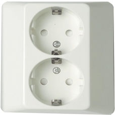EXXACT DOUBLE SOCKET OUTLET WITH ARTIC COVER SCREWLESS WITH S30 INSERT WHITE (DELIVERY 1-4 WEEKS)